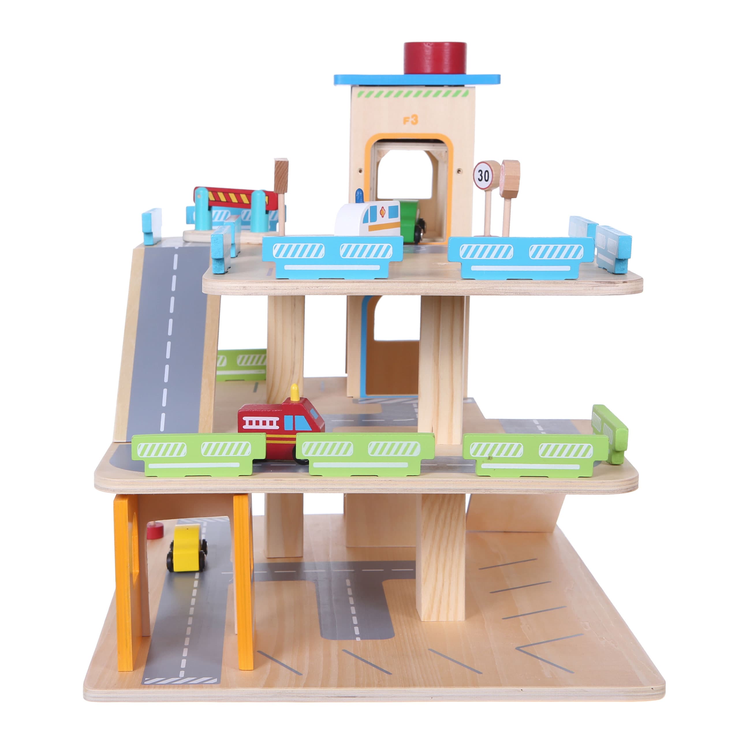 Drewniany garaż tor z windą + autka parking samochodowy