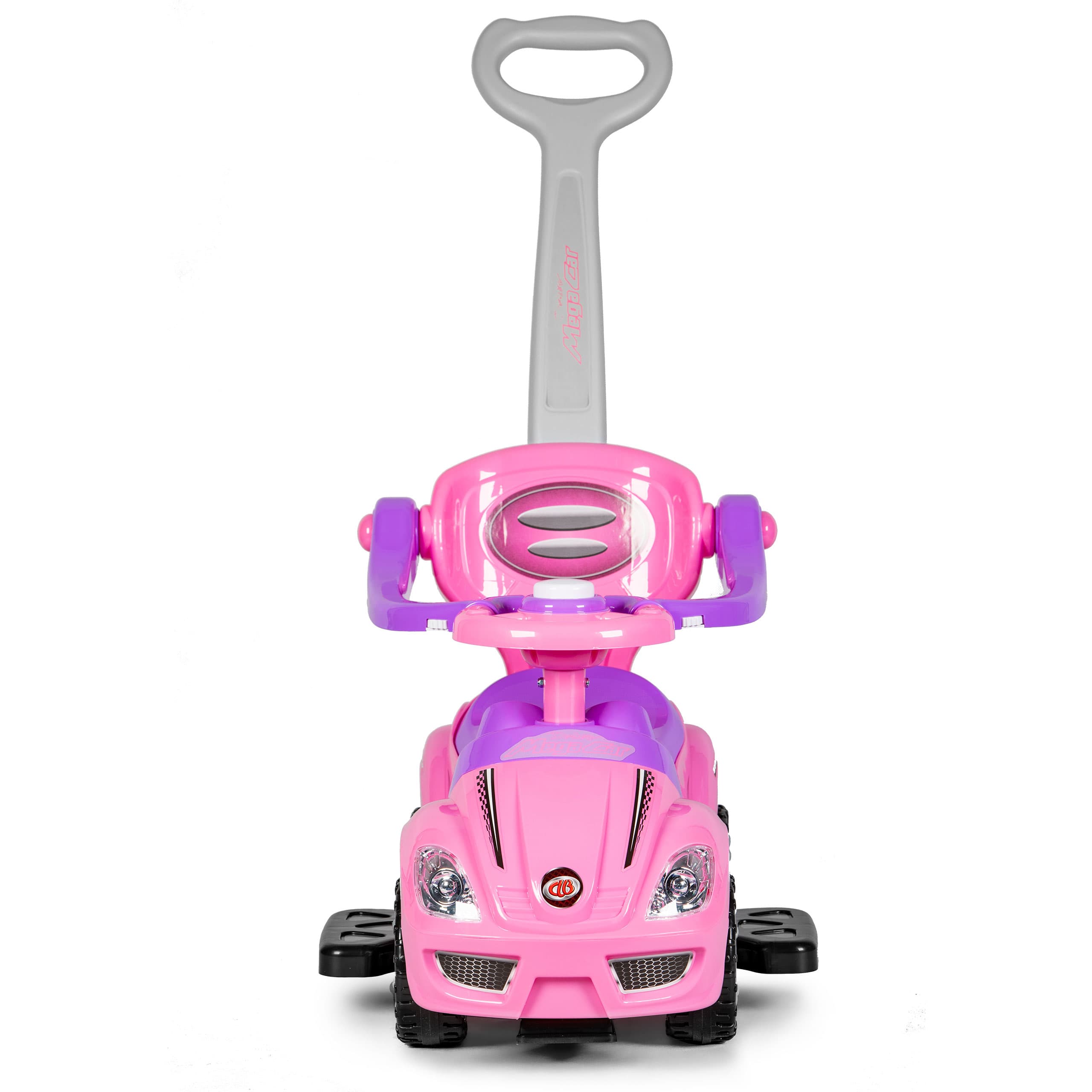 Autko jeździk, chodzik, pchacz 3w1 deluxe klakson - różowe