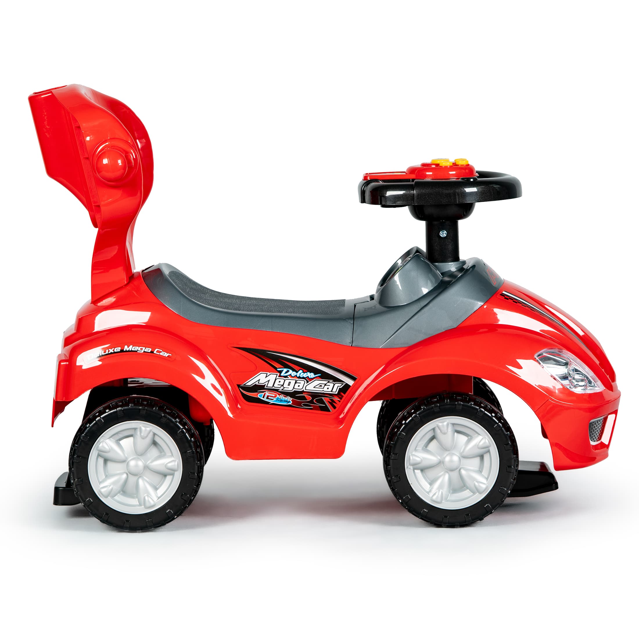 Autko jeździk pchacz 3w1 DELUXE z rączką panelem muzycznym - czerwone
