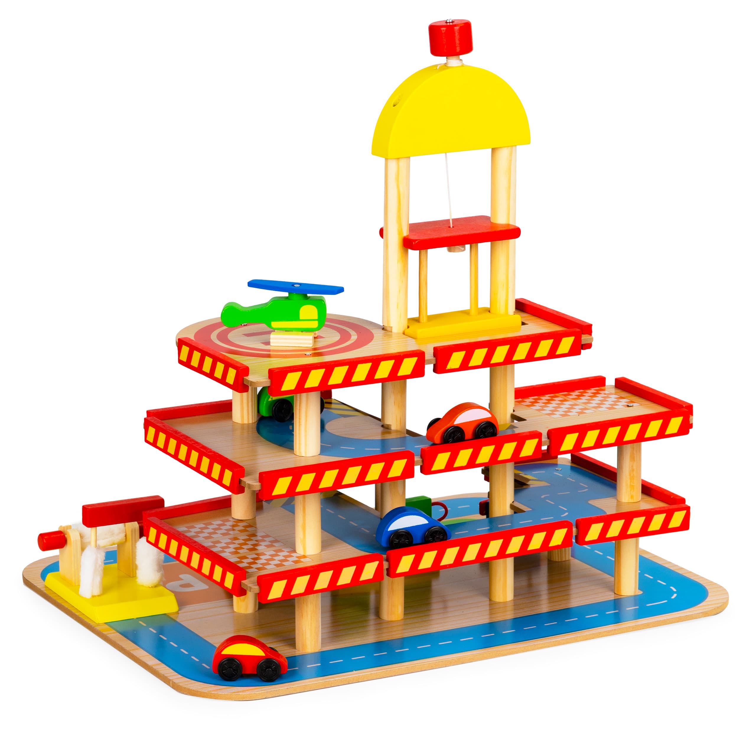 Duży drewniany garaż z windą + autka ECOTOYS