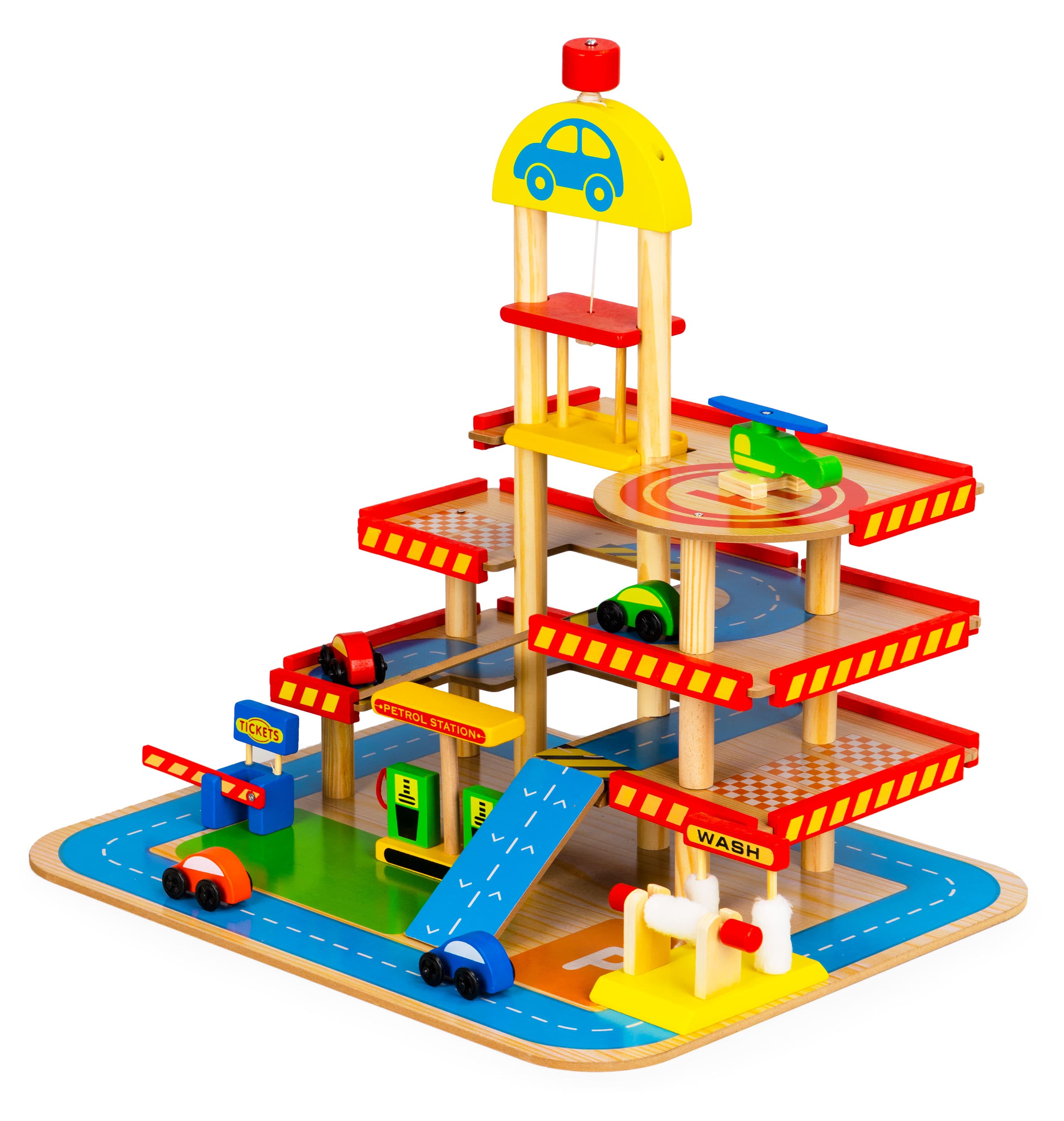 Duży drewniany garaż z windą + autka ECOTOYS