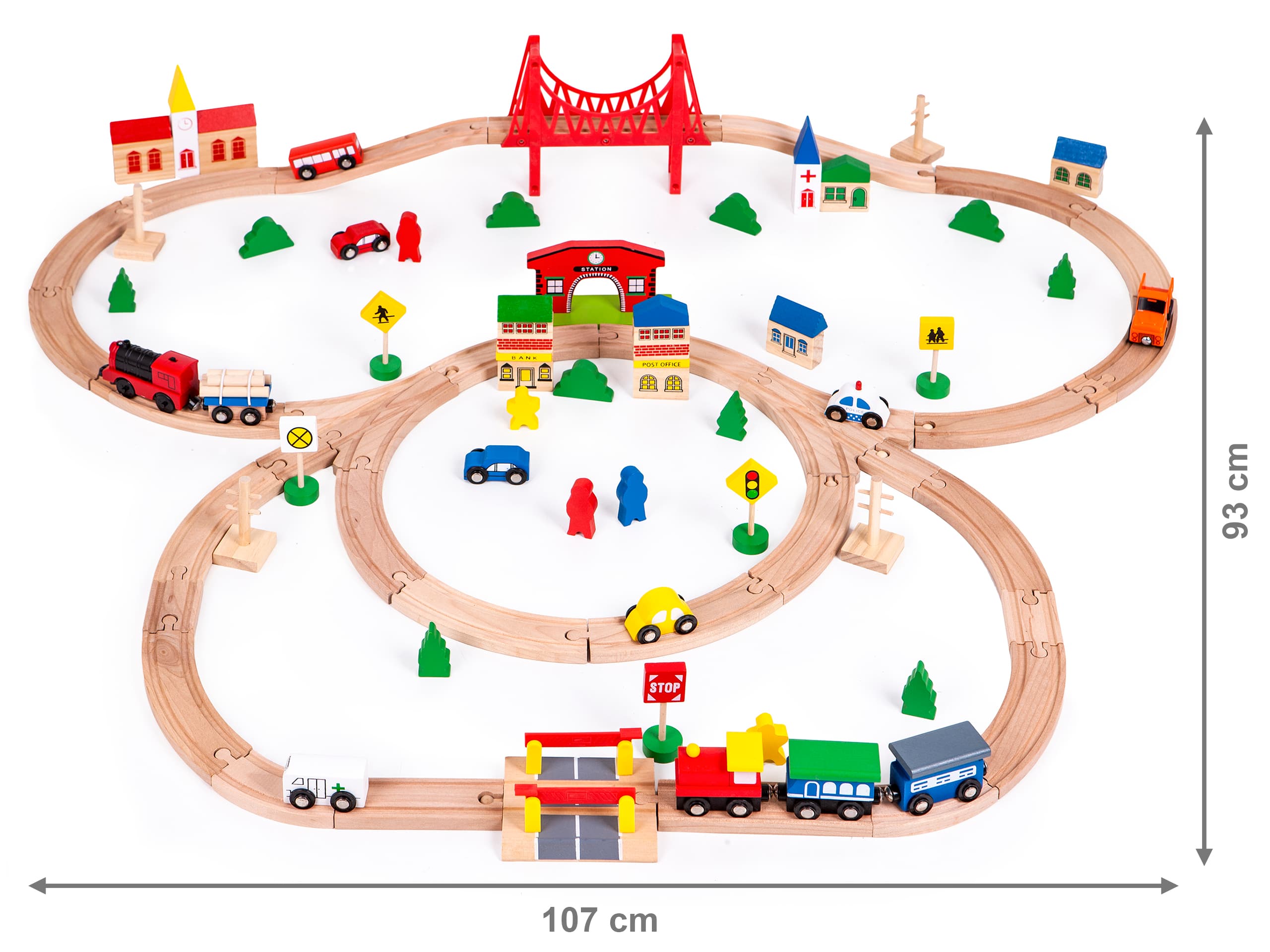 Drewniana kolejka na baterie 90 elementów ECOTOYS