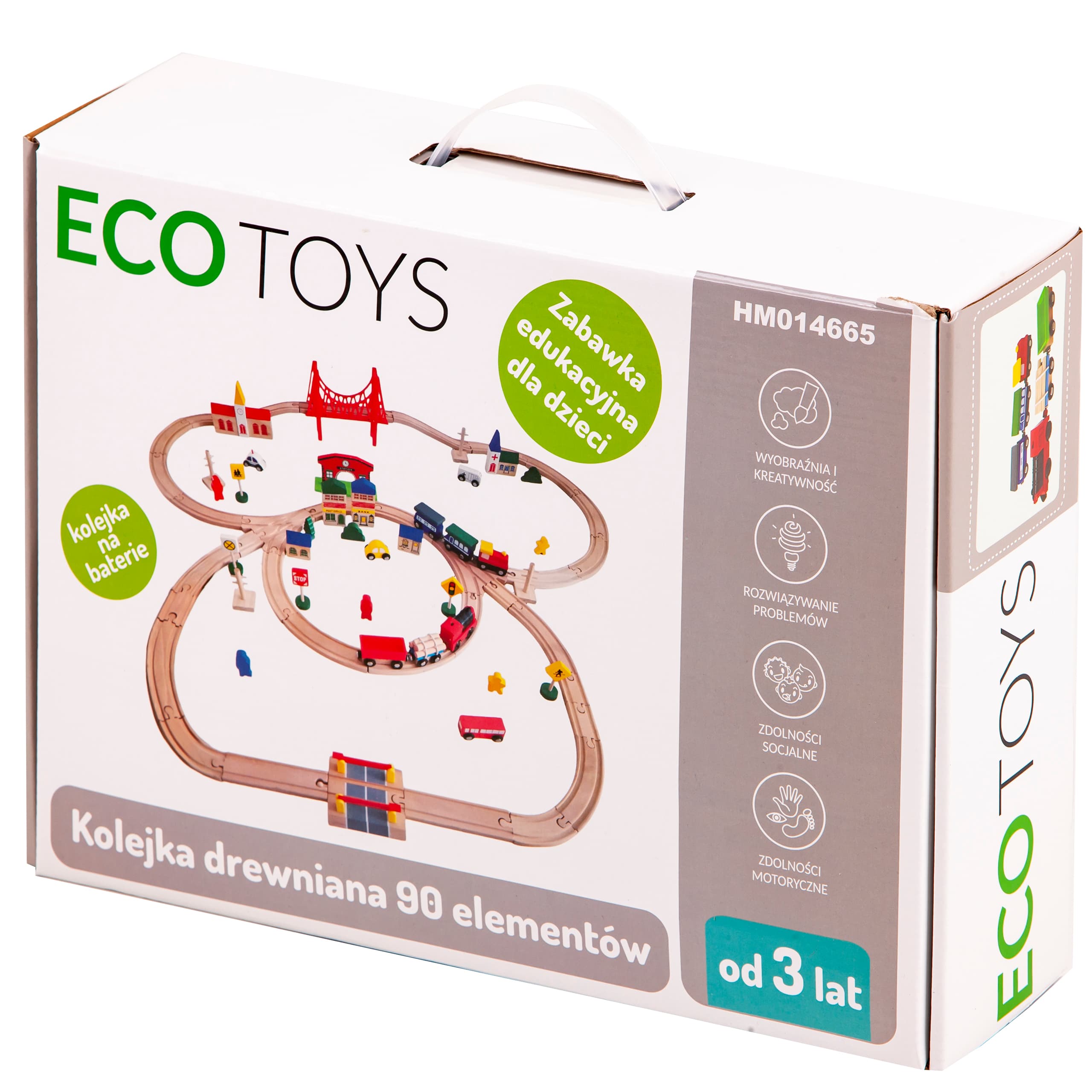 Drewniana kolejka na baterie 90 elementów ECOTOYS