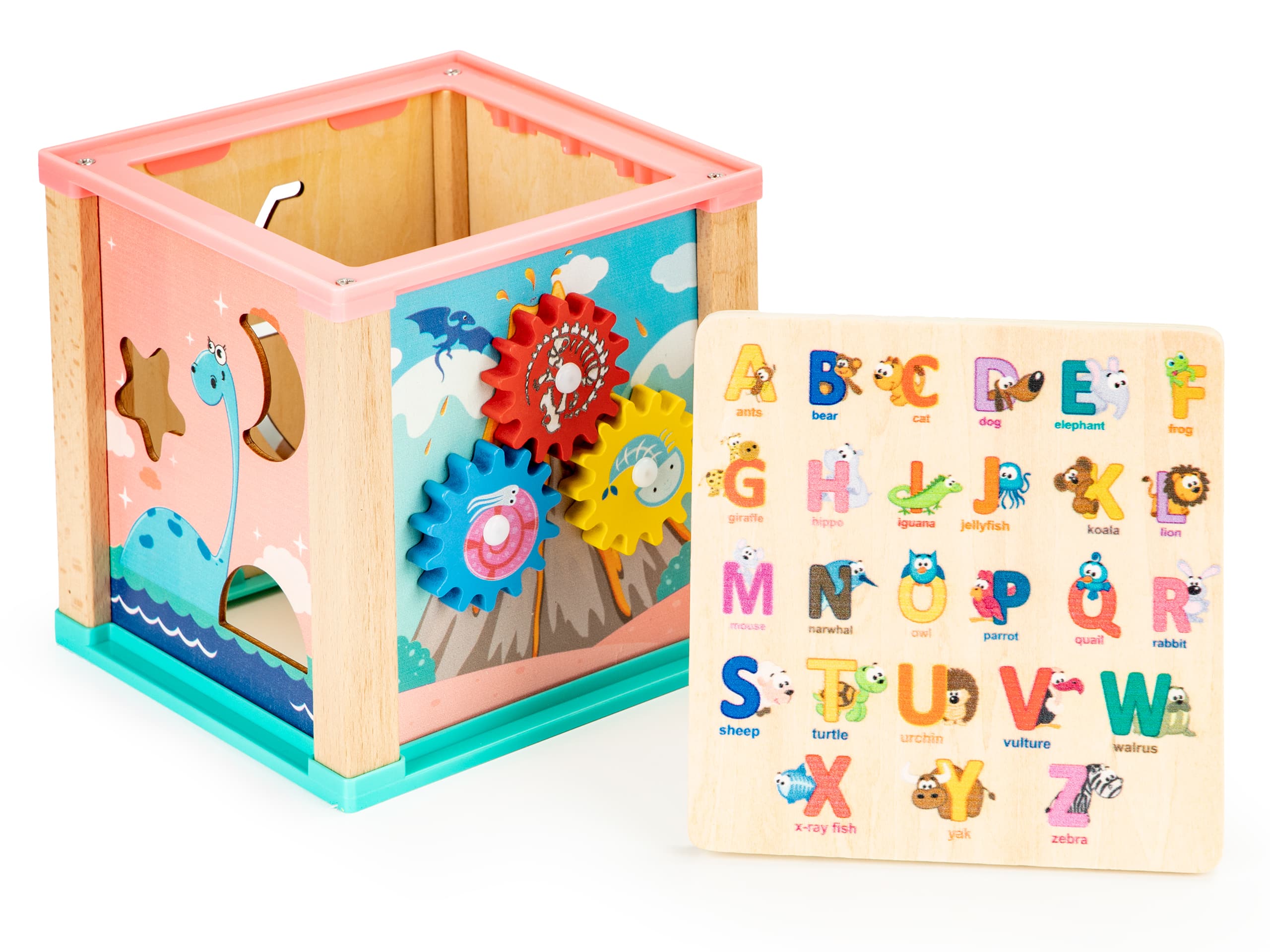 Drewniana kostka edukacyjna,  sorter mula ECOTOYS
