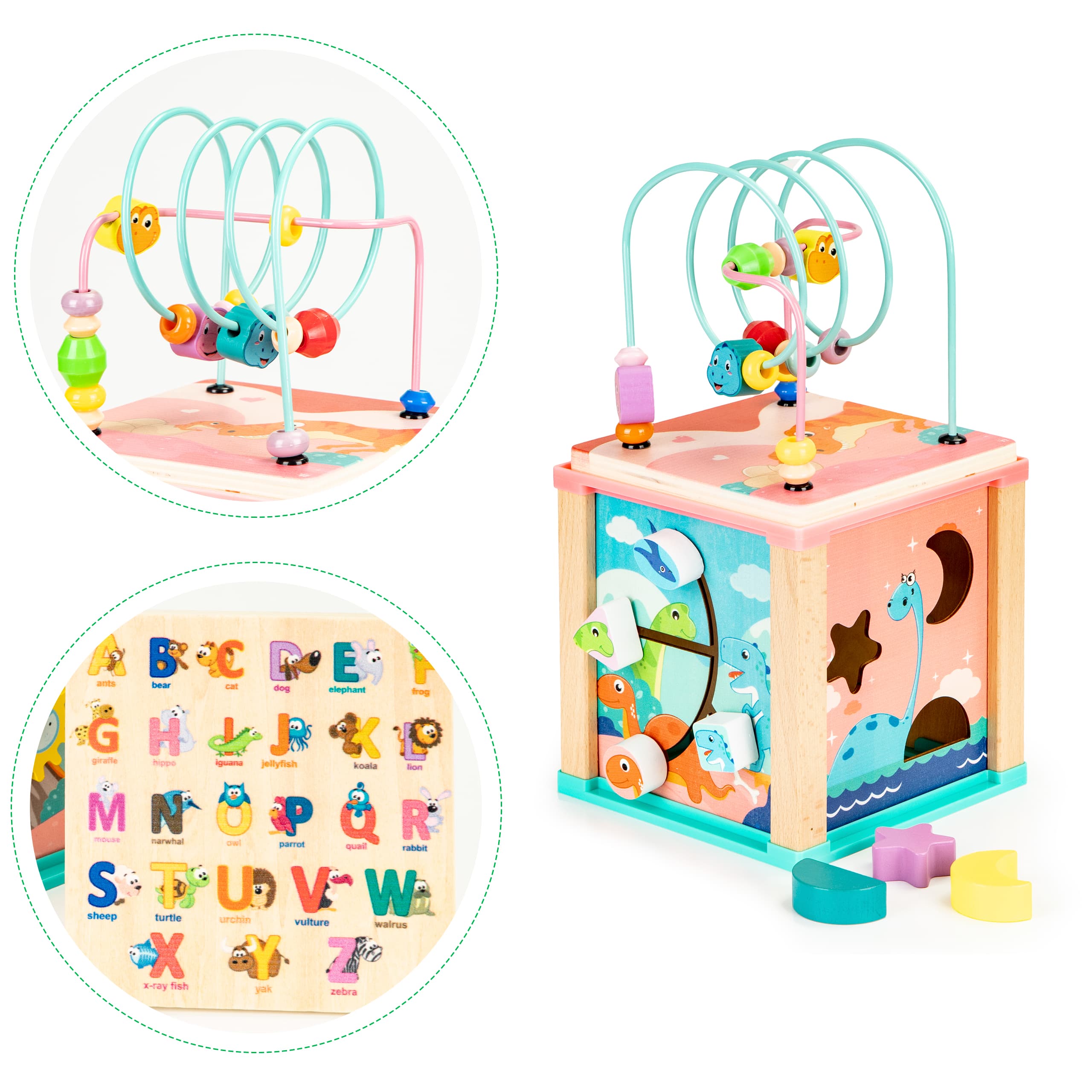 Drewniana kostka edukacyjna,  sorter mula ECOTOYS