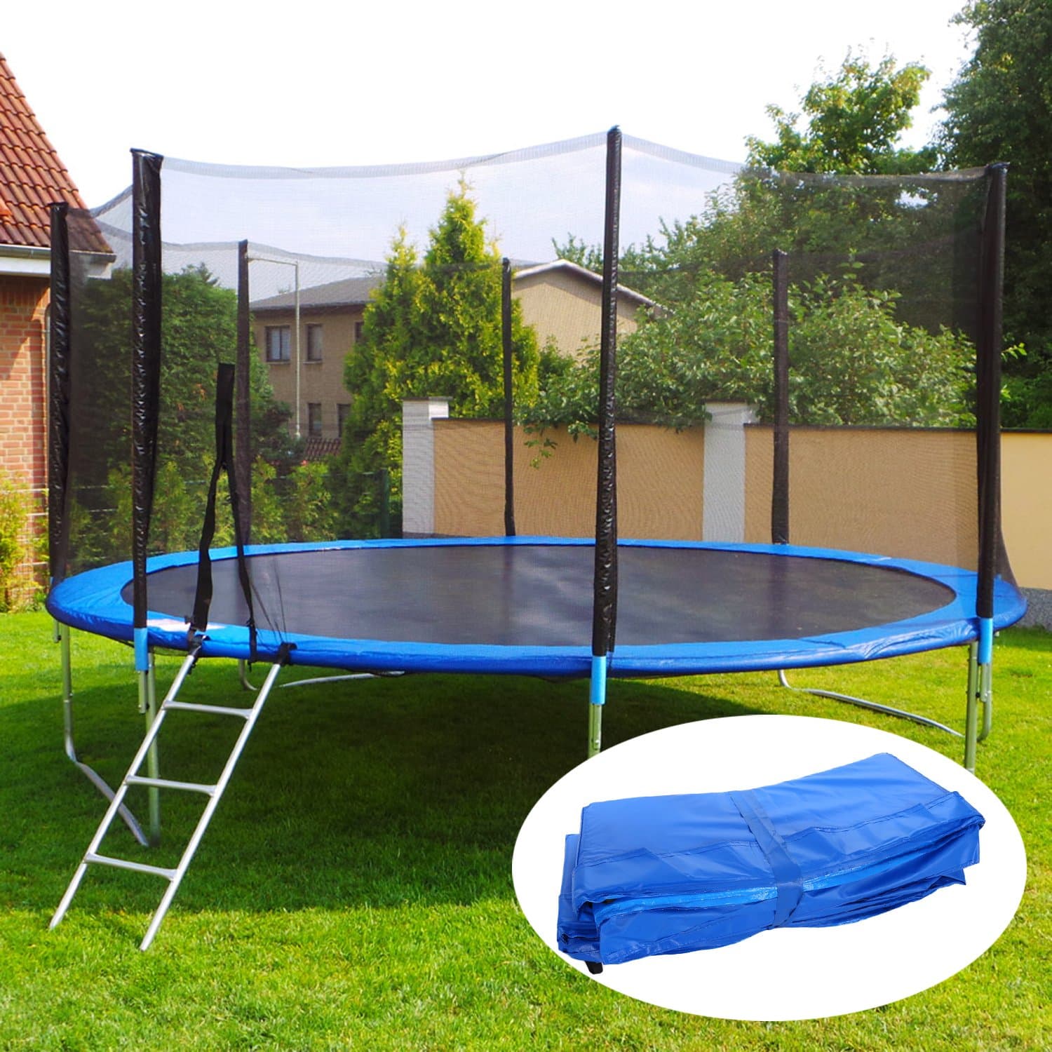 Osłona sprężyn do trampoliny 12 ft miękka mata ochronna 366-374 cm niebiska