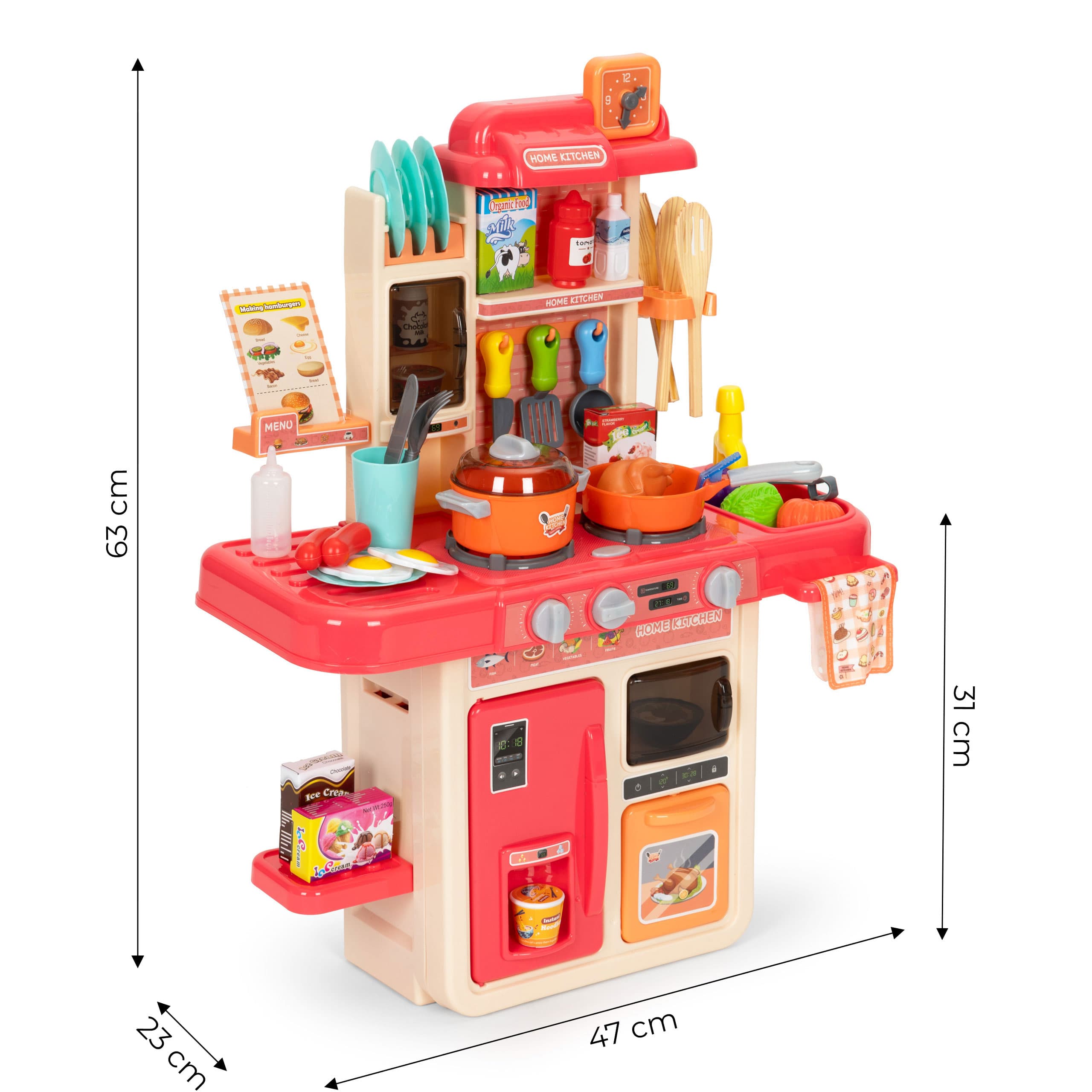 Kuchnia dla dzieci dźwięki led generator pary 42 akcesoria różowa