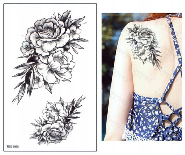 a6_N70 Tatuaż tymczasowy Kwiaty TBS-8055