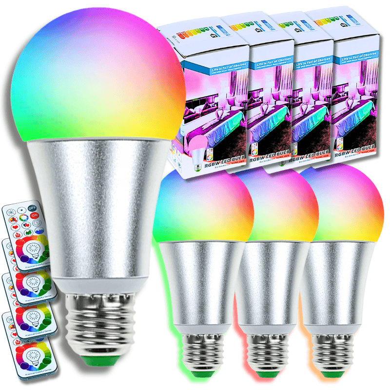 BX16_tds0565_Zestaw żarówek kolorowych LED RGB + piloty - 4 szt.