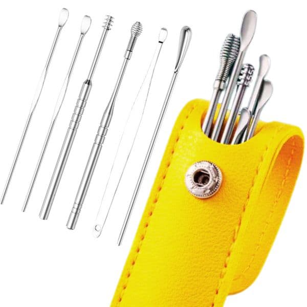 a8_Y77 Zestaw do czyszczenia uszu żólty