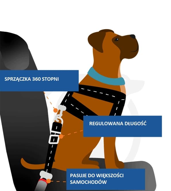 a4__W76a Smycz do auta czarna 65 cm