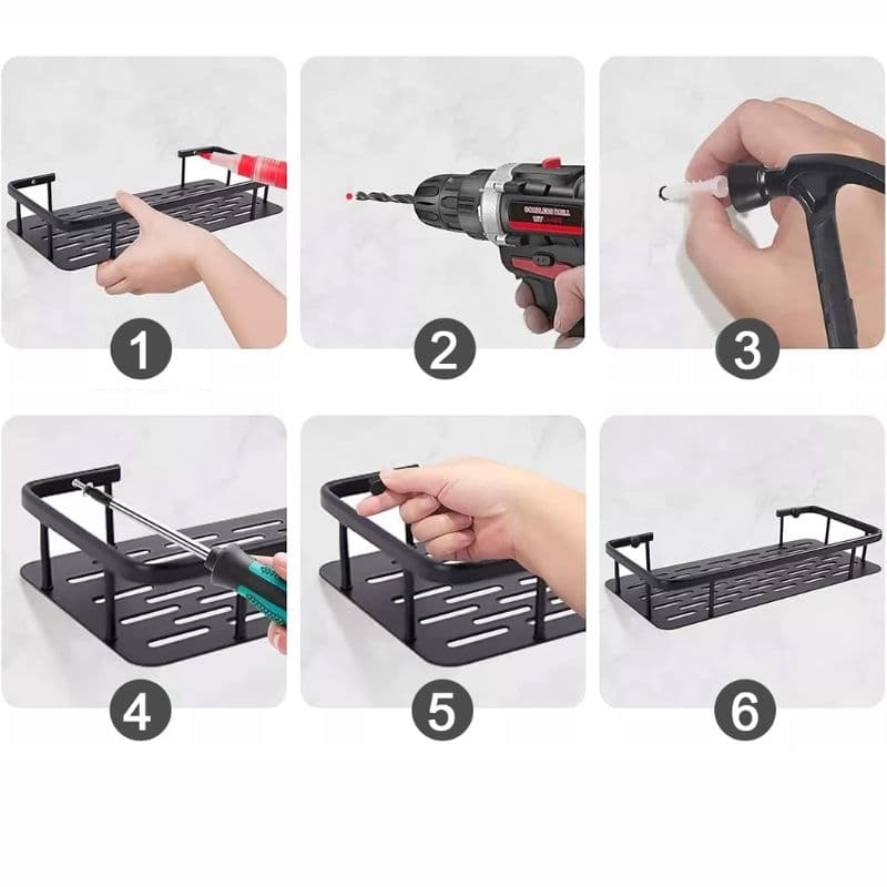 tds0709_Półka łazienkowa czarna 2x