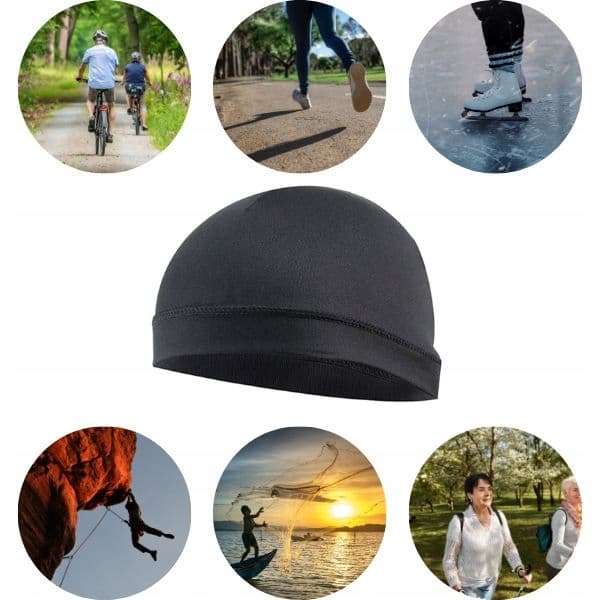 B3_tds0019_Czapka czarna do biegania sportowa elastyczna